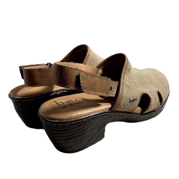 BOC Born Shoes Womens 9 M Lyza Tan Canvas Adjustable Slingback Block Heel Mules - Picture 8 of 9